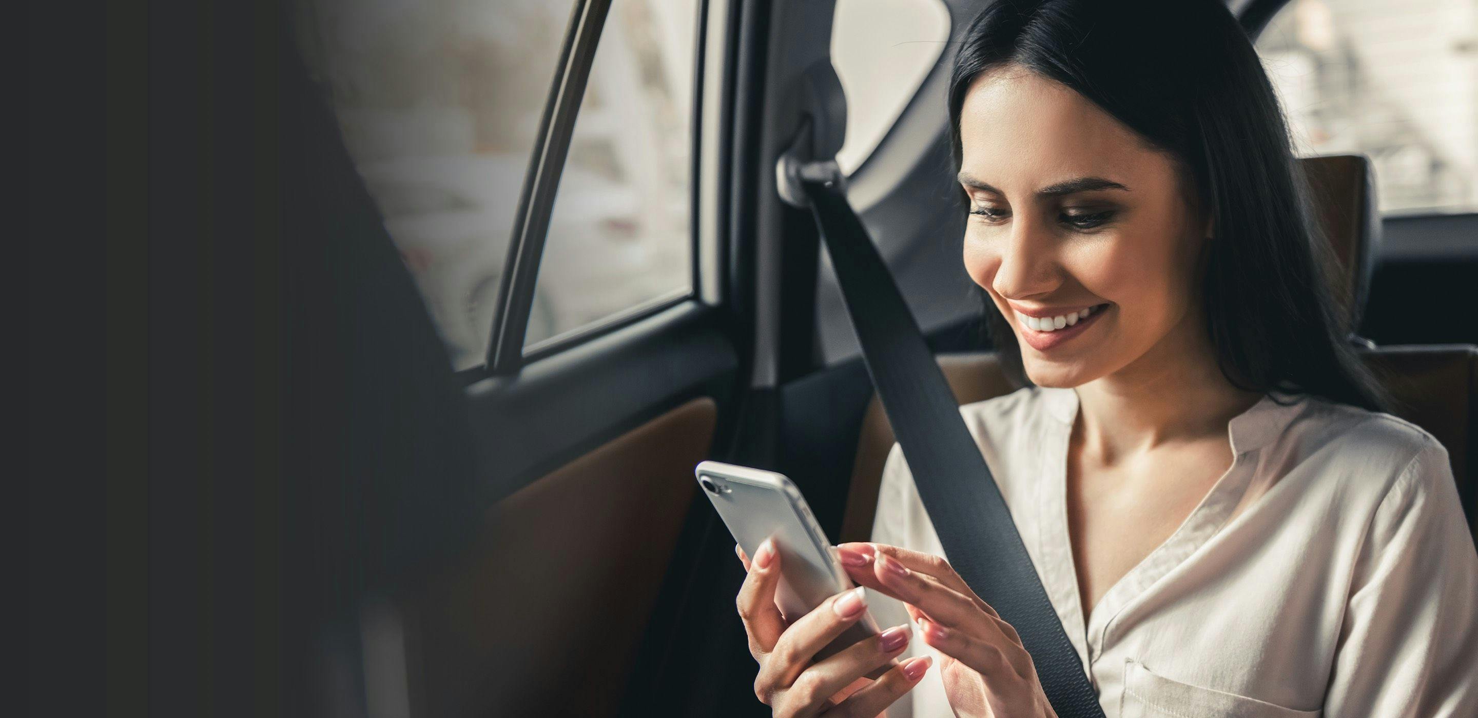 Woman in taxi